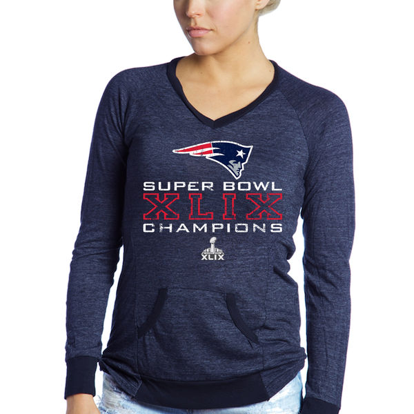 New England Patriots Women's Super Bowl XLIX Champions Pride Tri-Blend Long Sleeve T-Shirt - Navy Blue
